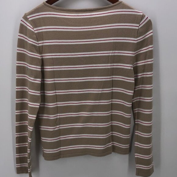 Weekend MaxMara Tan Red White Stripe Top Medium - Picture 2 of 10